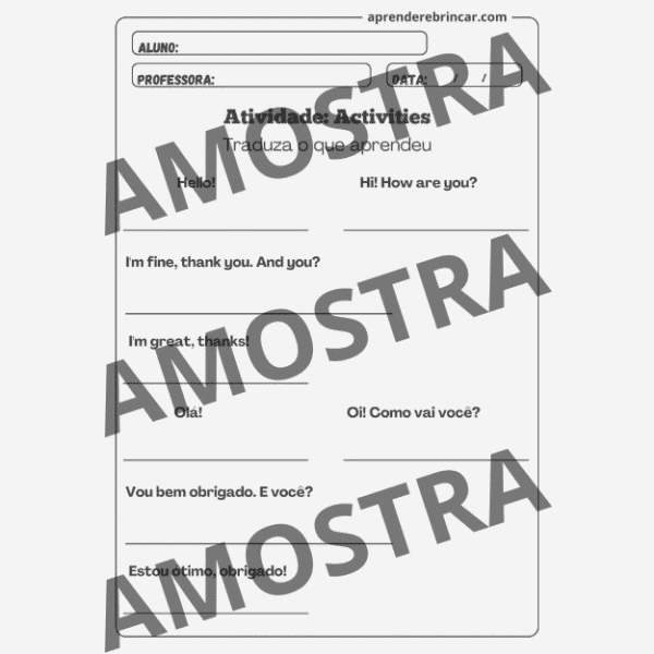 Atividades de Inglês