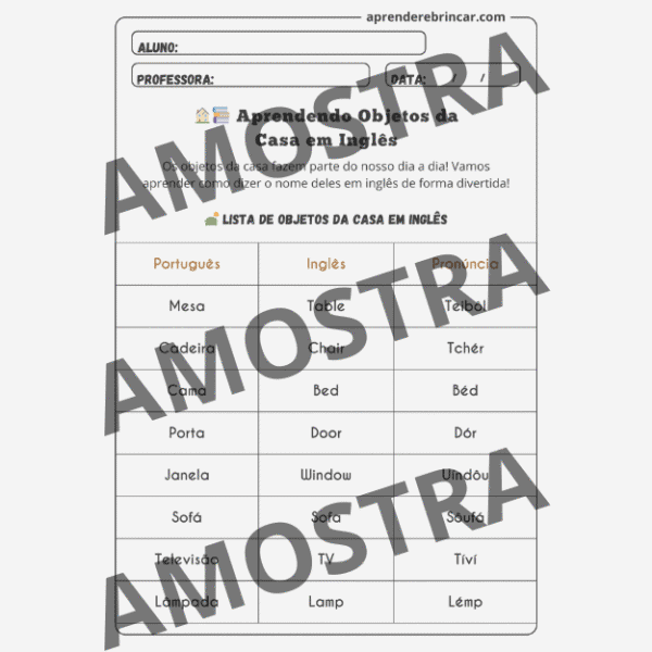 Objetos da Casa em Inglês