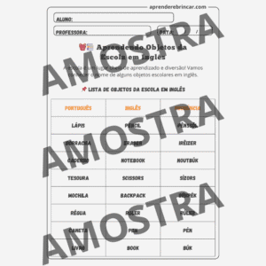 Objetos da Escola em Inglês