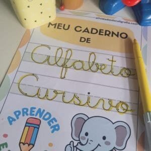 Alfabeto Cursivo pontilhado com seta