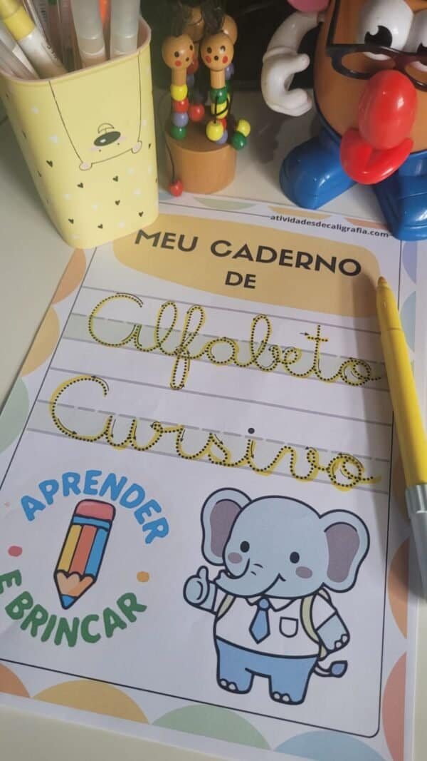 Alfabeto Cursivo pontilhado com seta