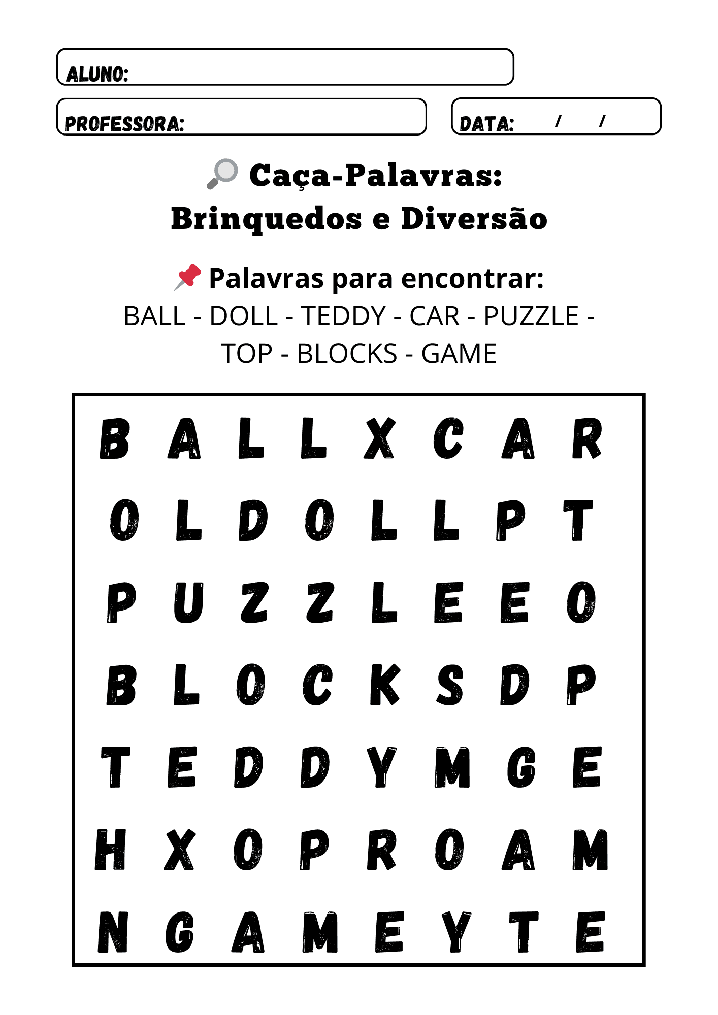 Brinquedos em Inglês