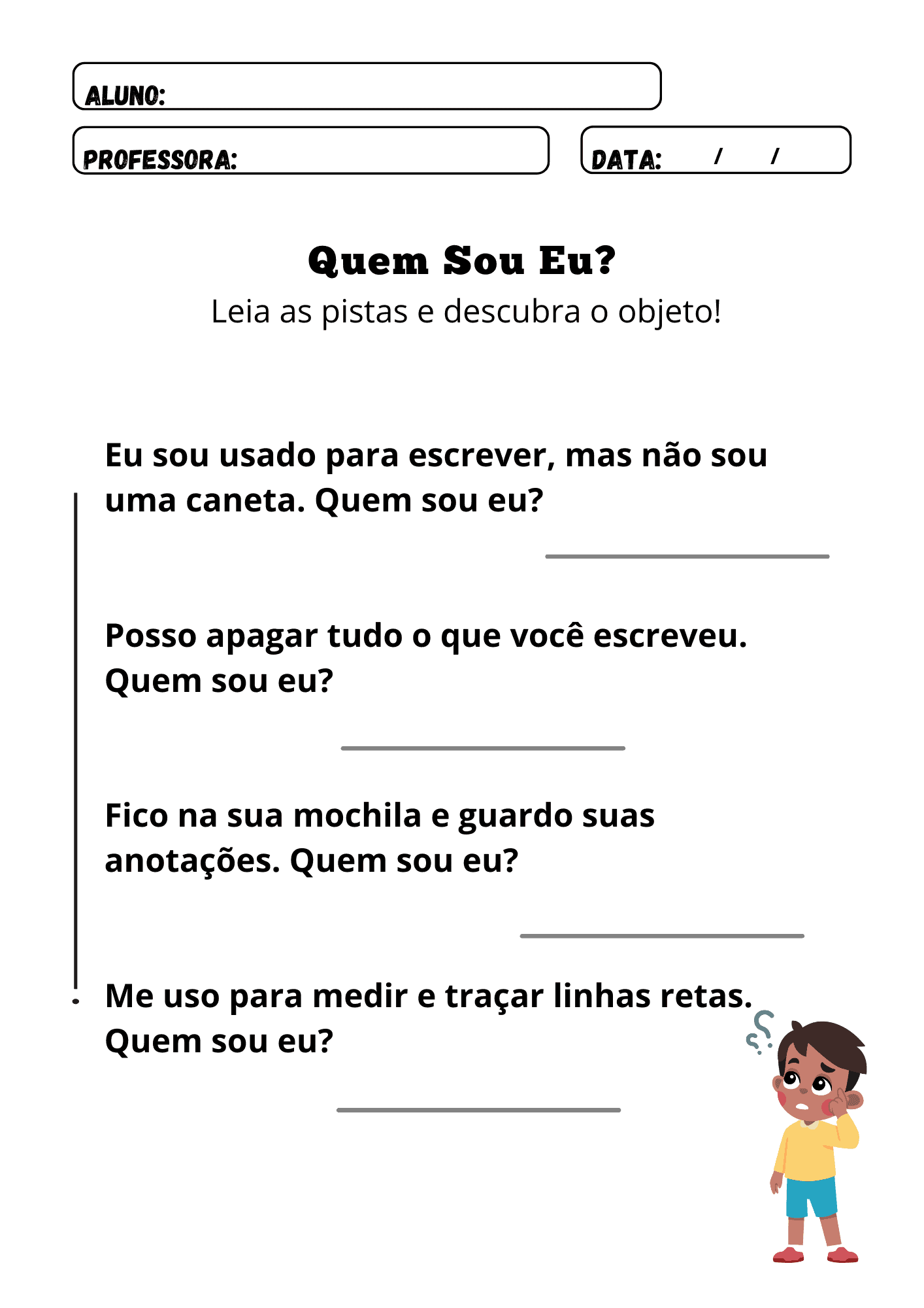 Atividades de Inglês Objetos de Escola