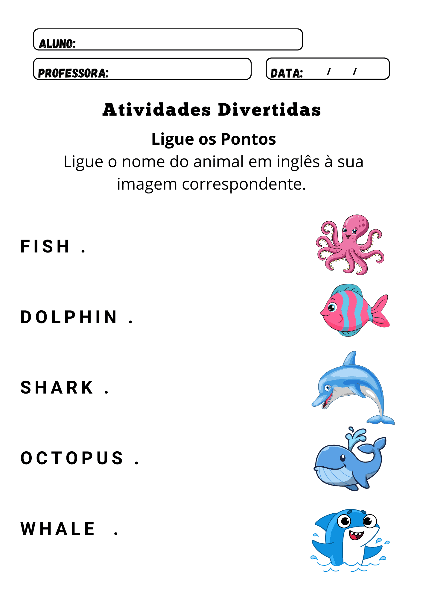 Atividades de Inglês sobre Oceano