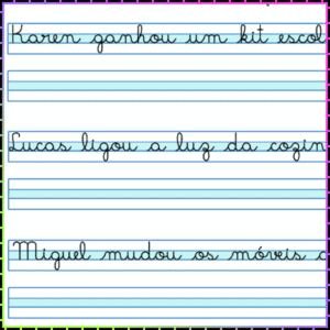 Frases em letra cursiva para copiar