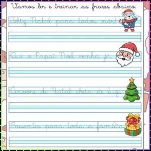 Frases de Natal Caligrafia Cursiva Pontilhado