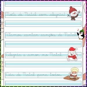 Frases de Natal Caligrafia Cursiva Pontilhado