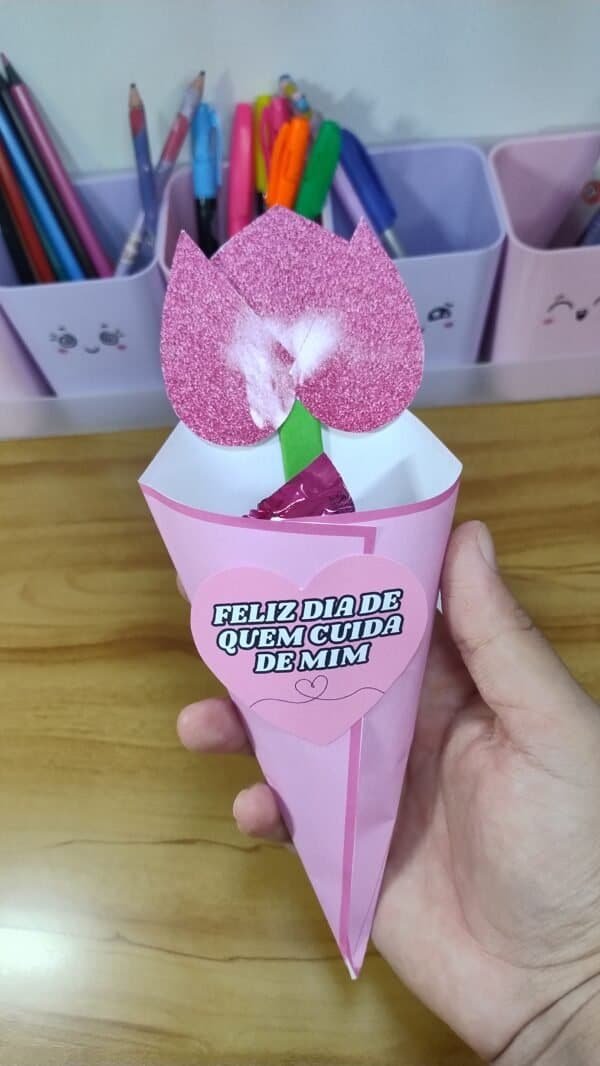 Lembrancinha Dia das Mães Cartão Flor