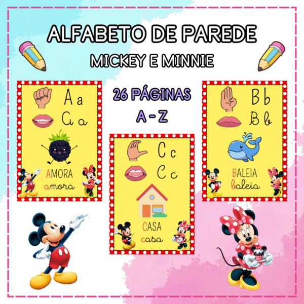 ALFABETO DE PAREDE MICKEY E MINNIE