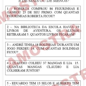 Problemas de mais e menos 2º Ano