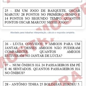 Problemas de mais e menos 2º Ano