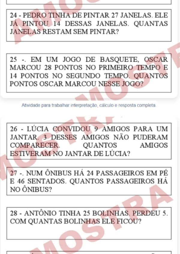 Problemas de mais e menos 2º Ano
