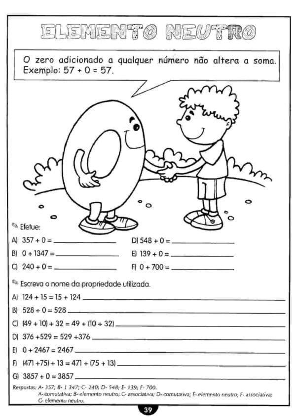 Exercícios de adição e subtração