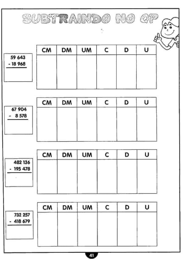 Exercícios de adição e subtração