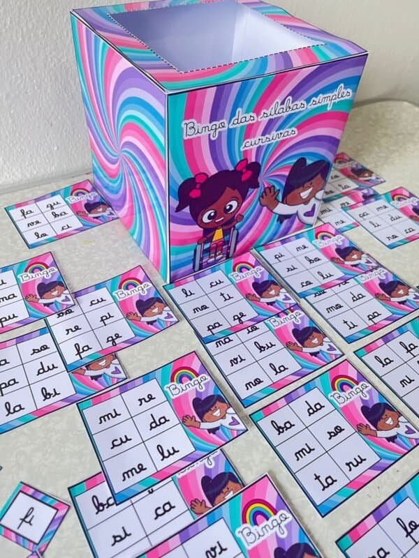 Bingo das Sílabas Letra cursiva