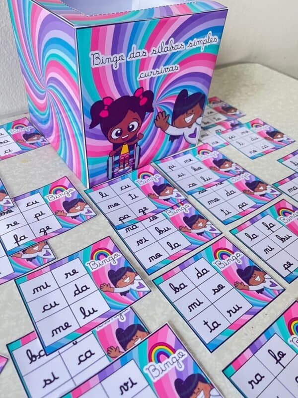 Bingo das Sílabas Letra cursiva