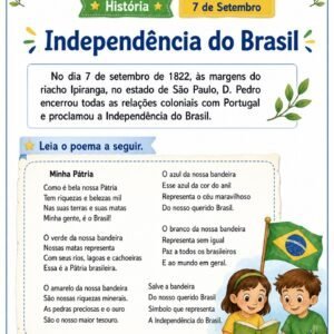 Atividades sobre a Independência do Brasil para o 3 ano